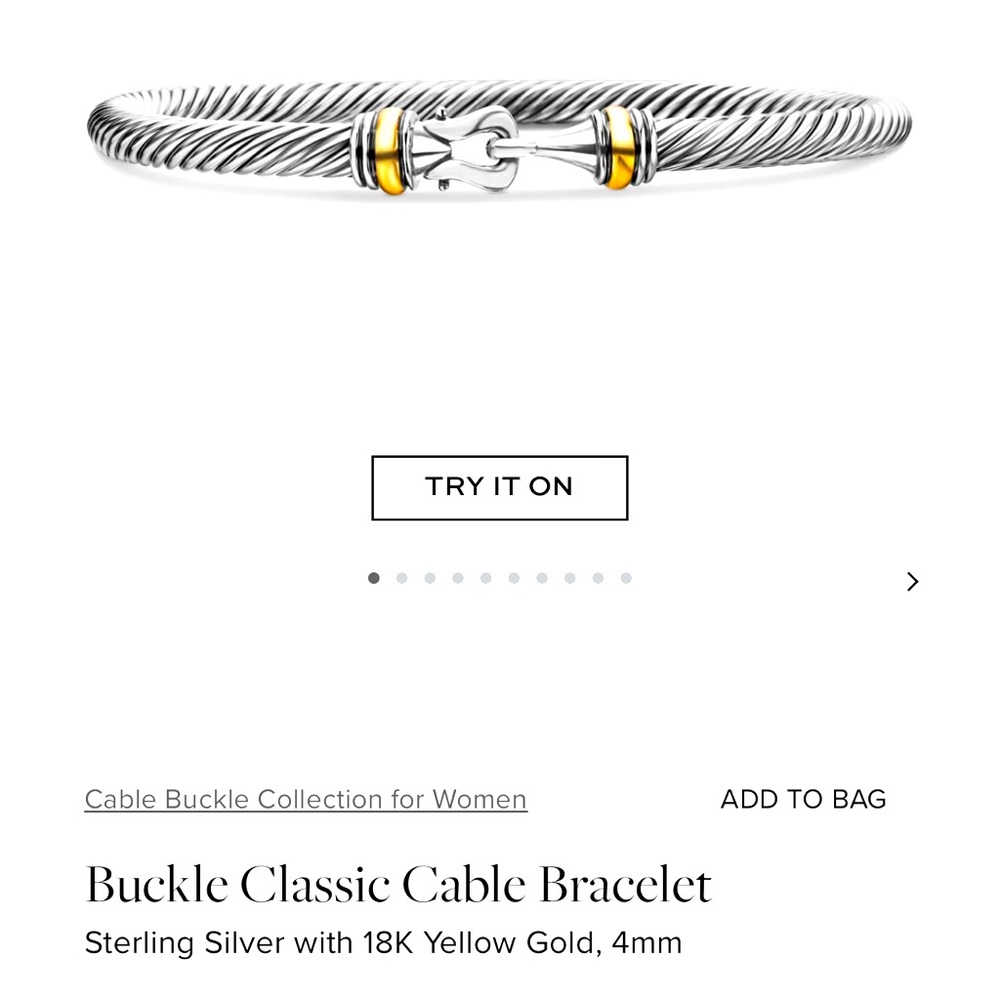 David Yurman. Buckle Classic Cable Bracelet. Size medium.